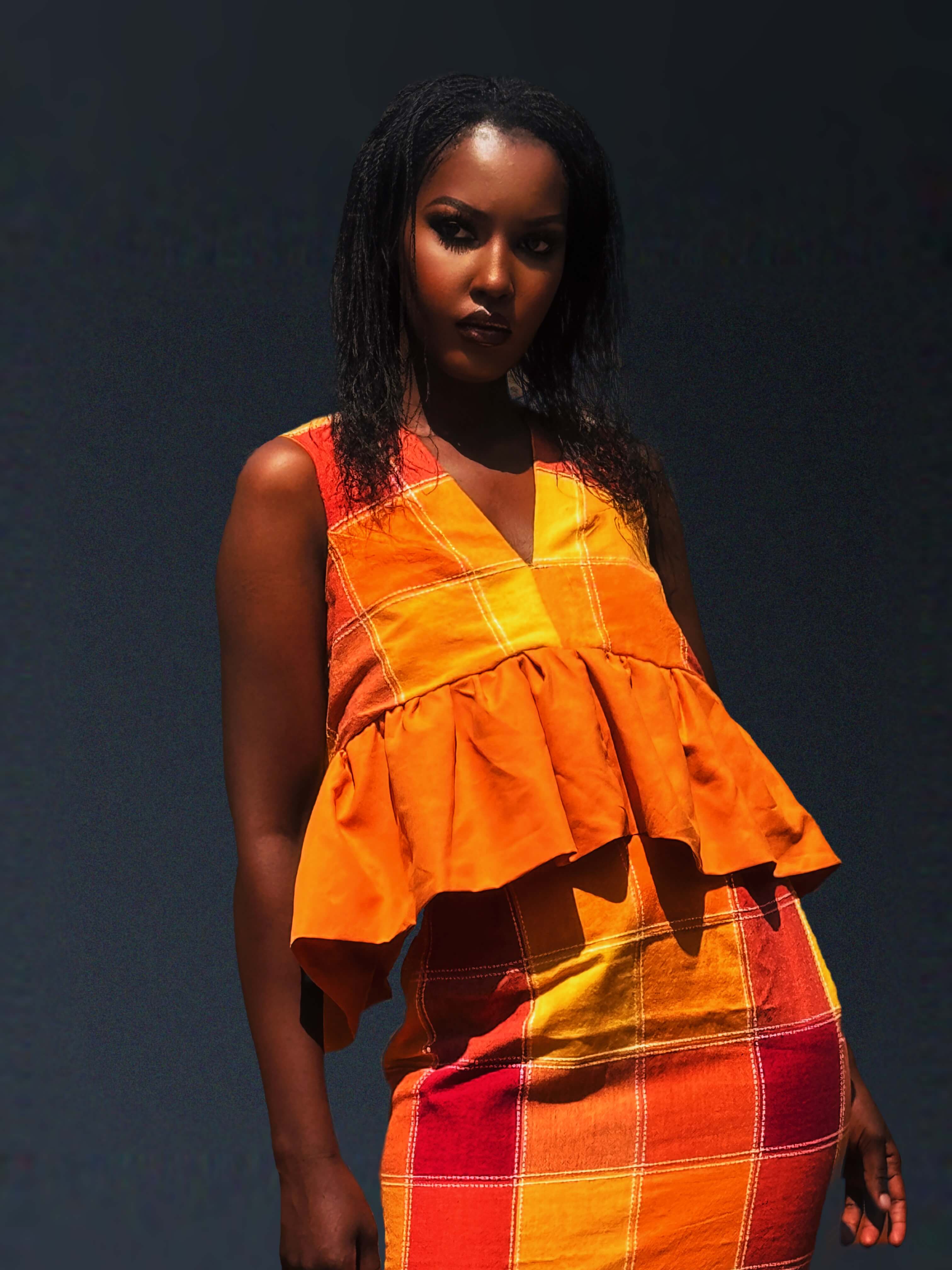 The Sahar Peplum Set, close view of the peplum top